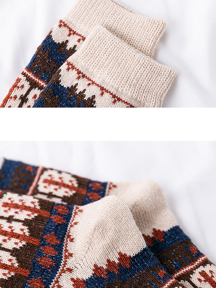 Lot de 5 paires de chaussettes d'hiver en laine ethnique pour femme AS1019