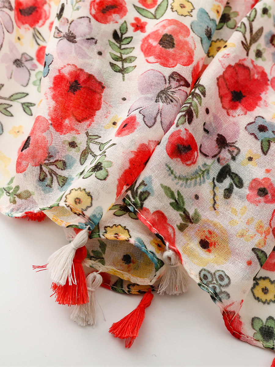 Damen Reiseschal mit Blumenquaste, BN1025