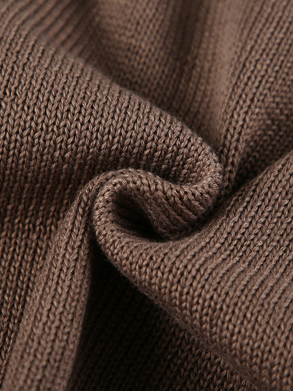 Vintage Brauner Pullover mit Rundhalsausschnitt, gekreuzten Ärmeln und Schnürung, hinten gekreuzt AN1039