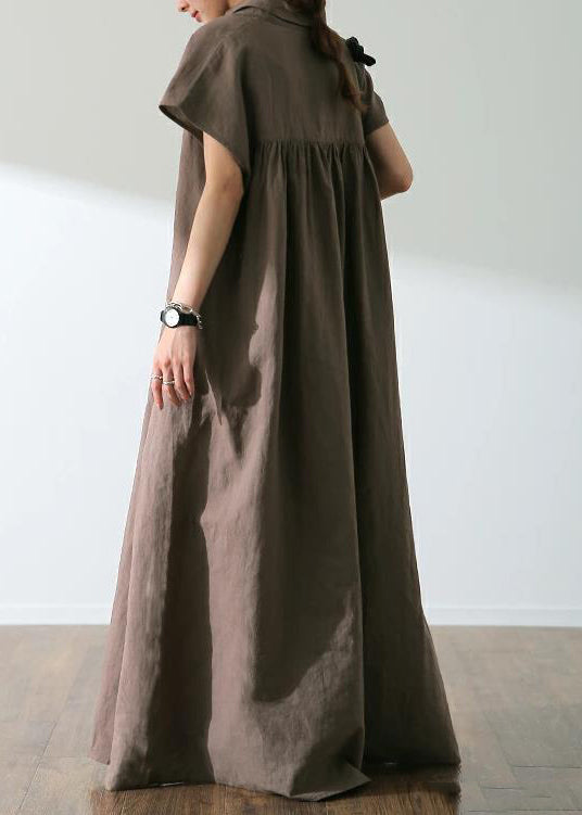 Oversized Cotton Summer Bohemian Shirt Beige Dress