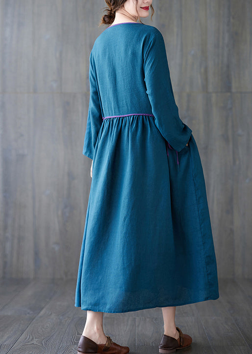 Boho Orange O Neck Embroidered Patchwork Cotton Dress Spring TZ045