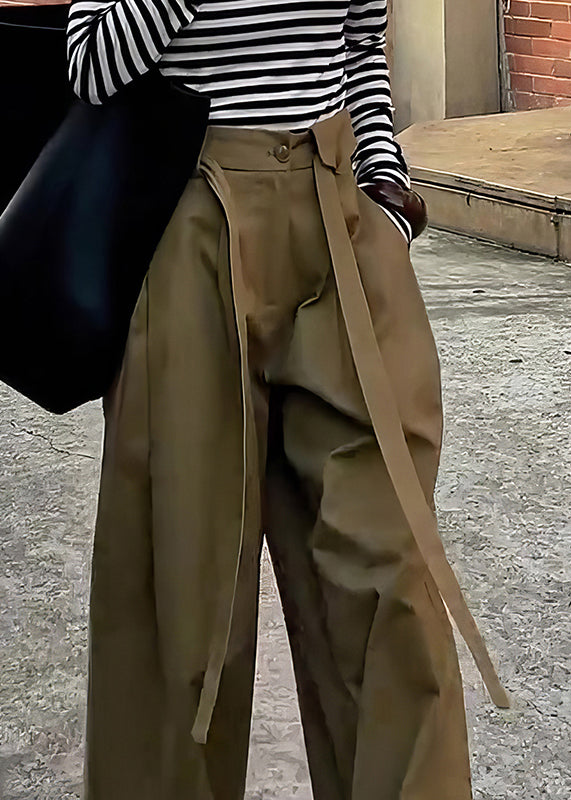 Waist Pants Leg Design Casual Cotton High Khaki Original Wide