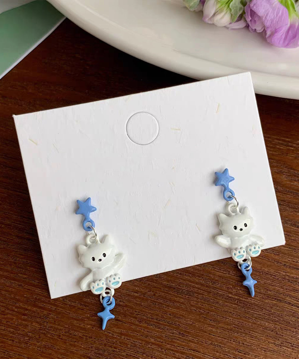 Cute Glaze Cat Drip Earrings Colorblock Alloy Drop