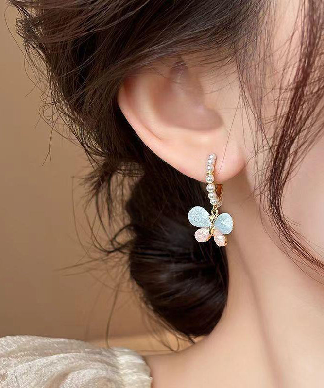 Earrings Rainbow Hoop Alloy Cute Pearl Butterfly
