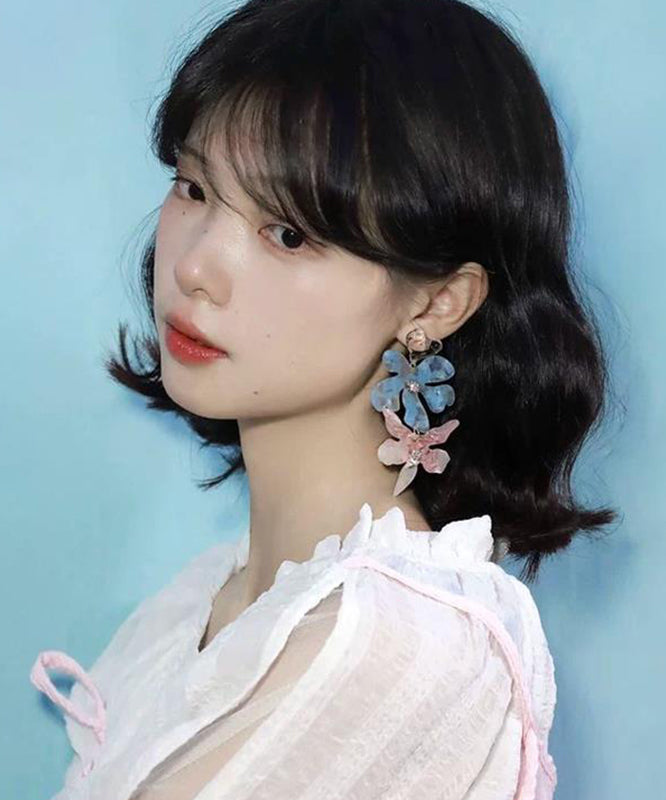 Resin DIY Iris Earrings Alloy Drop Colorblock