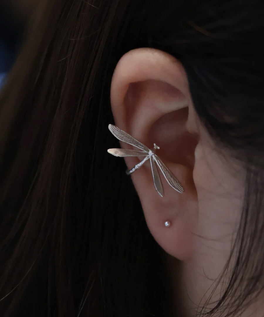 Earrings Stud Dragonfly Sterling Silk DIY Silver
