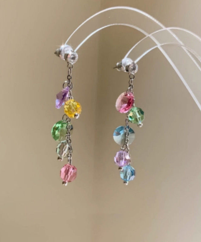 Zircon Drop Rainbow Copper Earrings Overgild Tassel Fashion