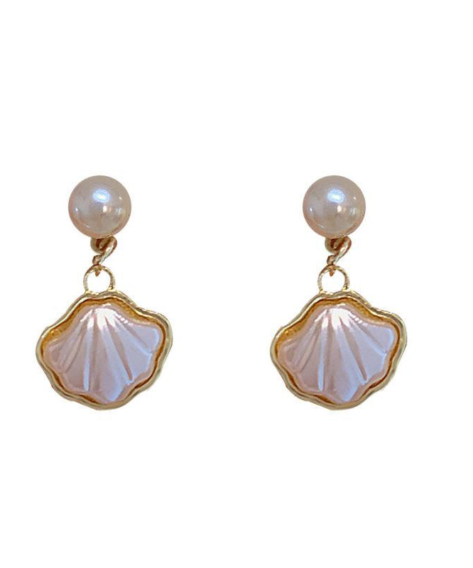 French Drop Alloy Earrings Shell Pearl White Copper