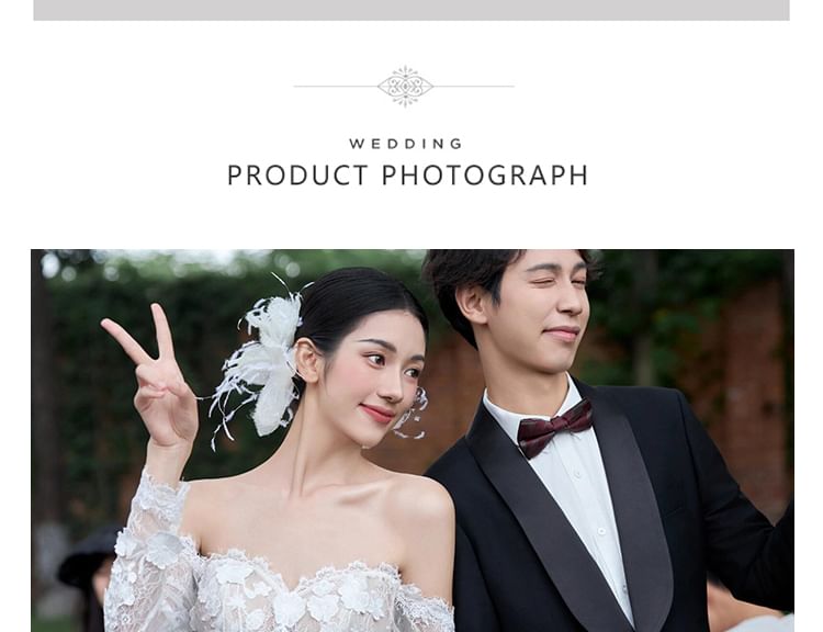 Off-Shoulder Long-Sleeve A-Line Lace Wedding Gown