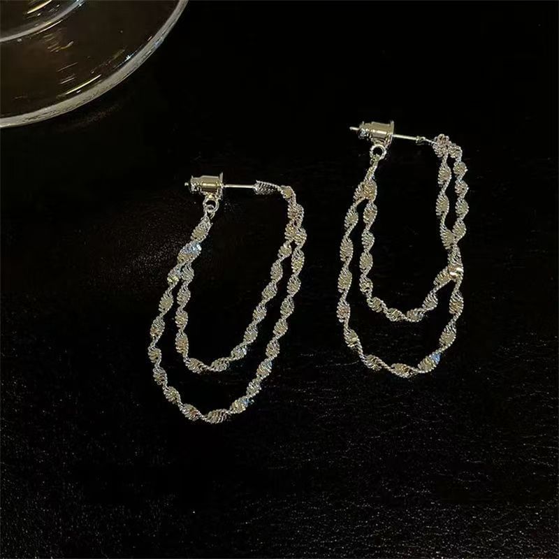 Hoop Earring Layered Helical Alloy