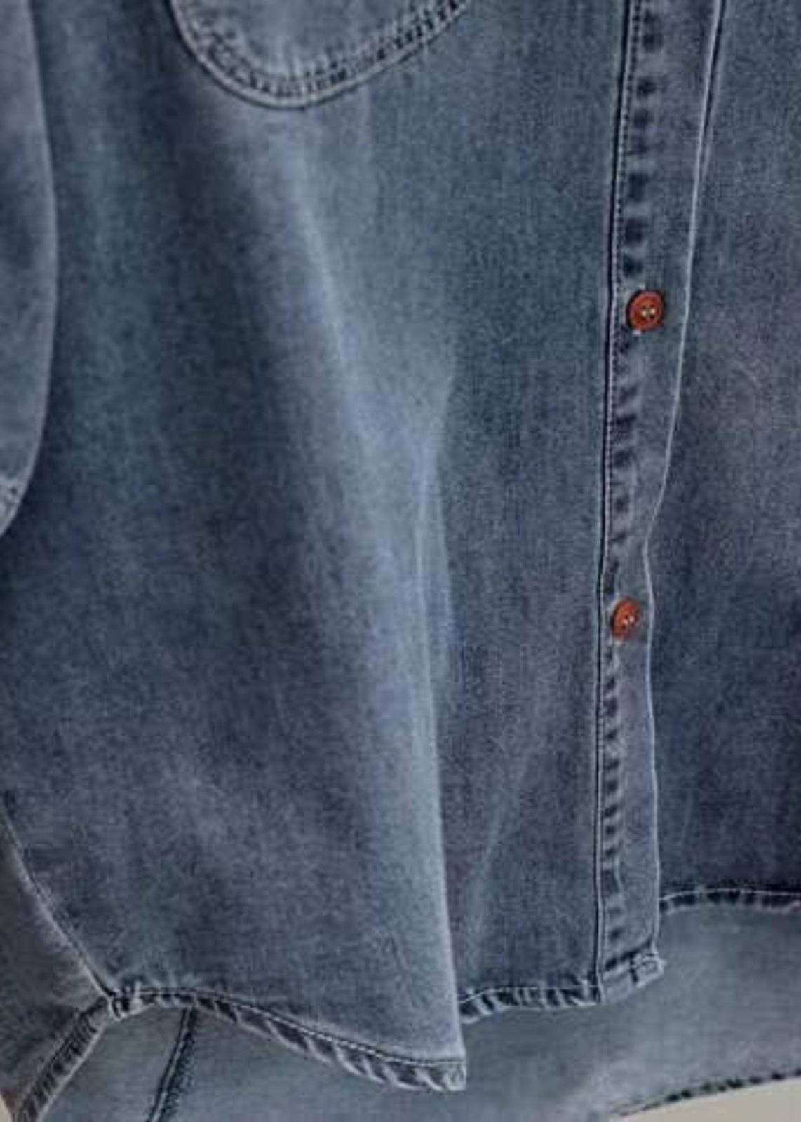 Loose Light Grey Peter Pan Collar Patchwork Low High Design Denim Shirt Summer VB1080