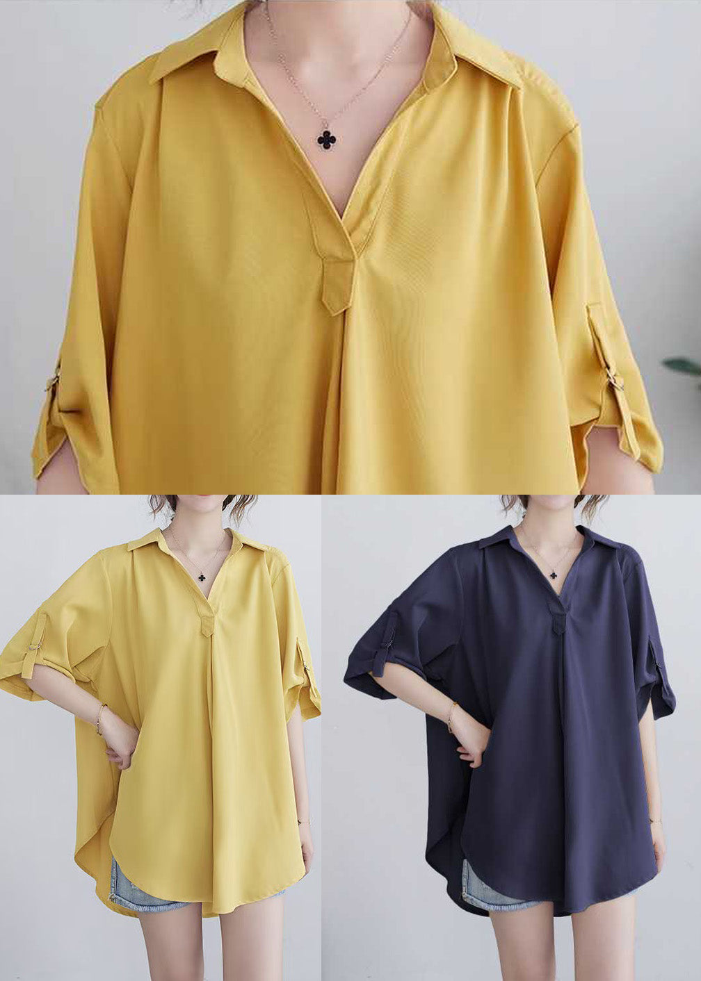Collar Tops Navy Summer Cotton Peter Pan Loose
