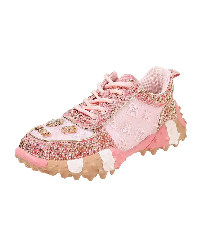 Zircon Pink Lace New Mesh Up Breathable Shoes Sports