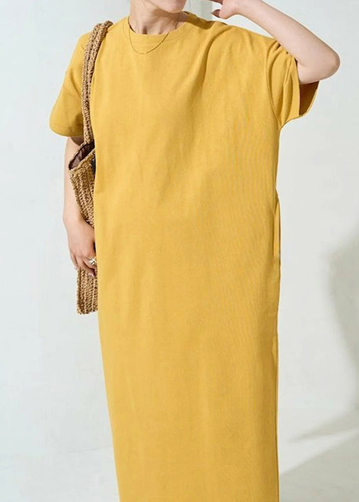 Oversized Cotton Robe Dresses Summer Yellow Organic