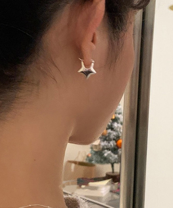 Original Star Silver Design Stud Silk Earrings Sterling