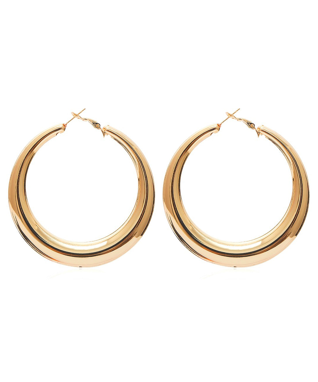 Metal Alloy Oversize Gold Oval Hoop Earrings