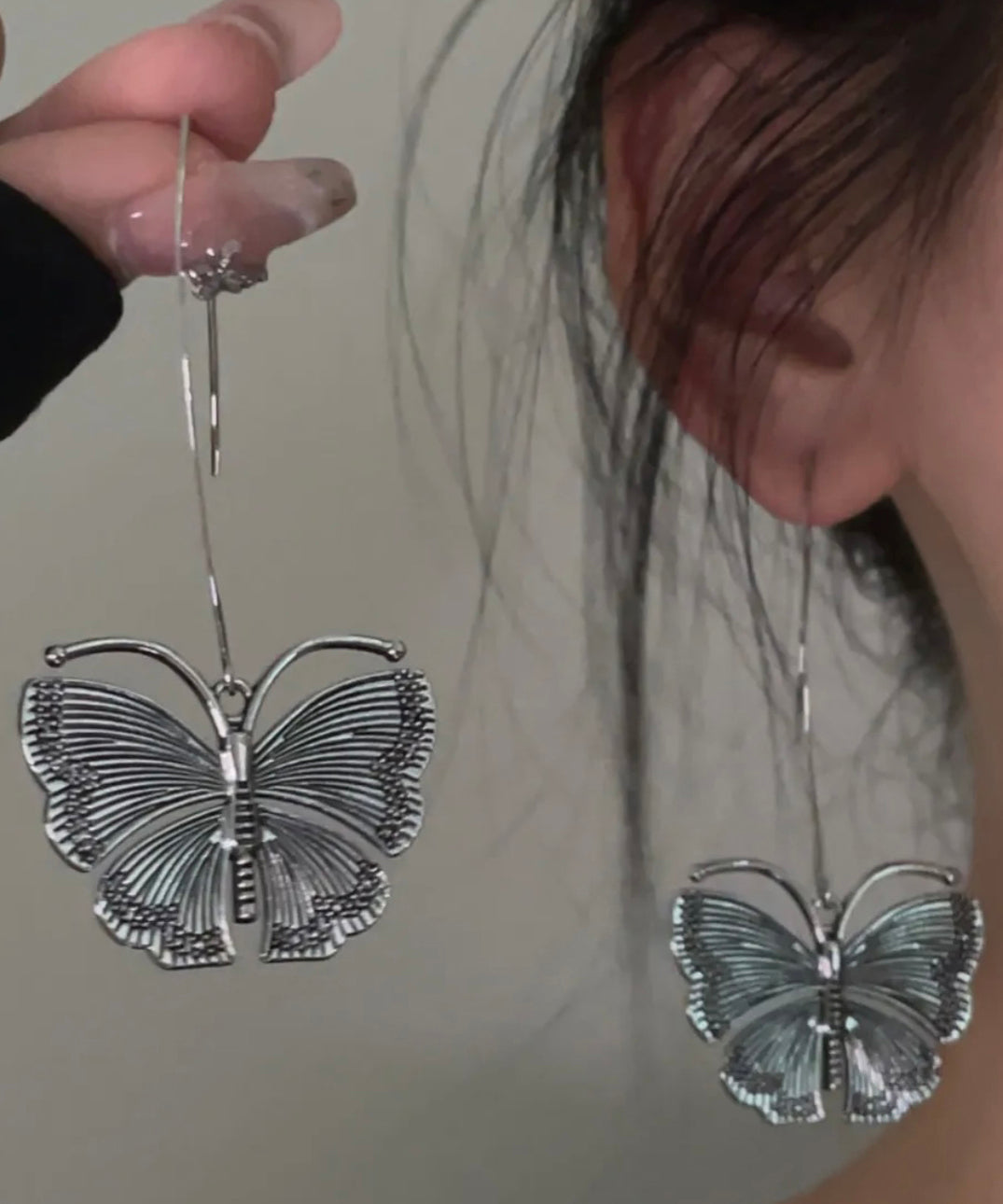 Drop Silver Earrings Retro Butterfly 925