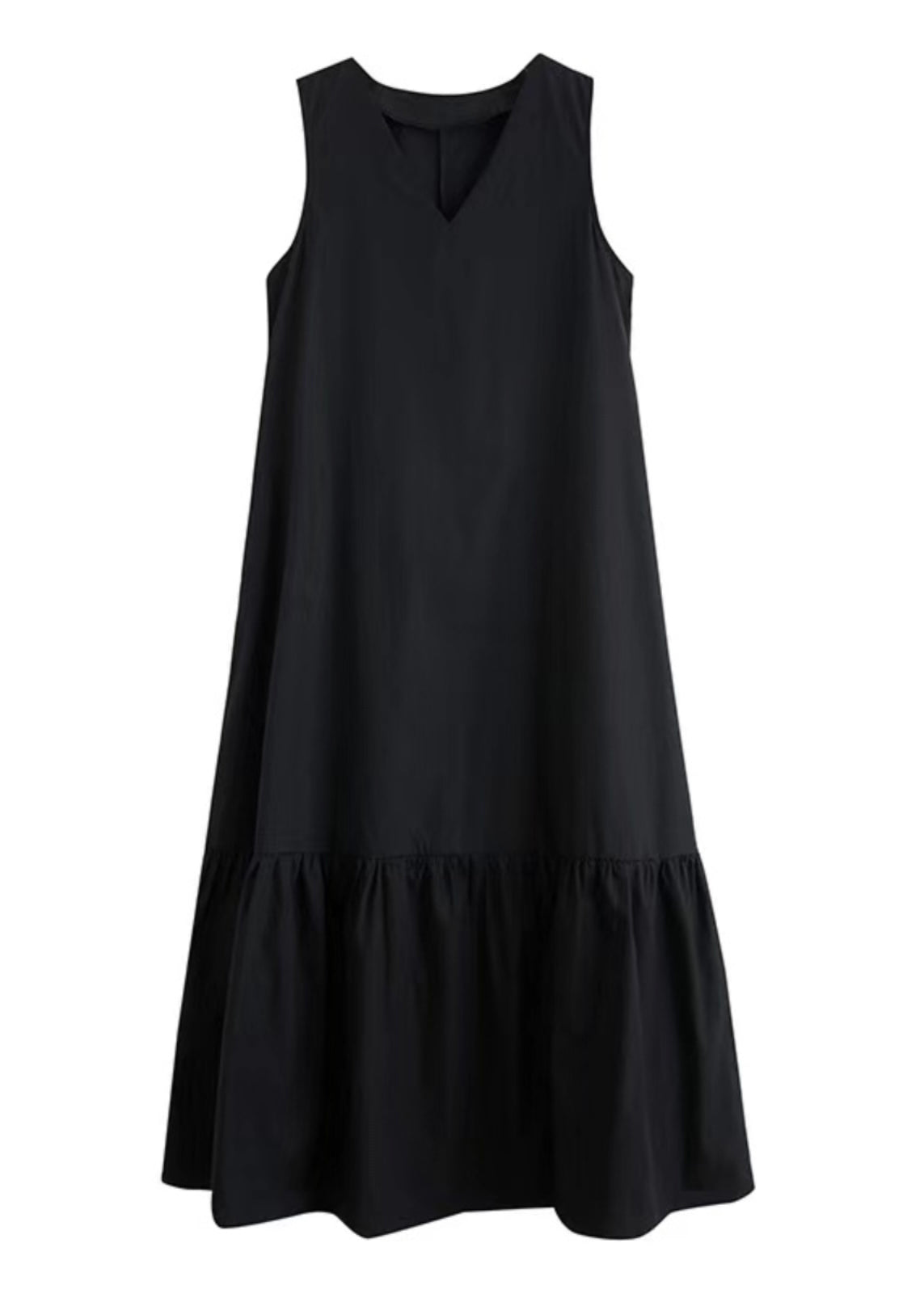 Summer Hem Exra Large Oversized Style Black Cotton Holiday Dress