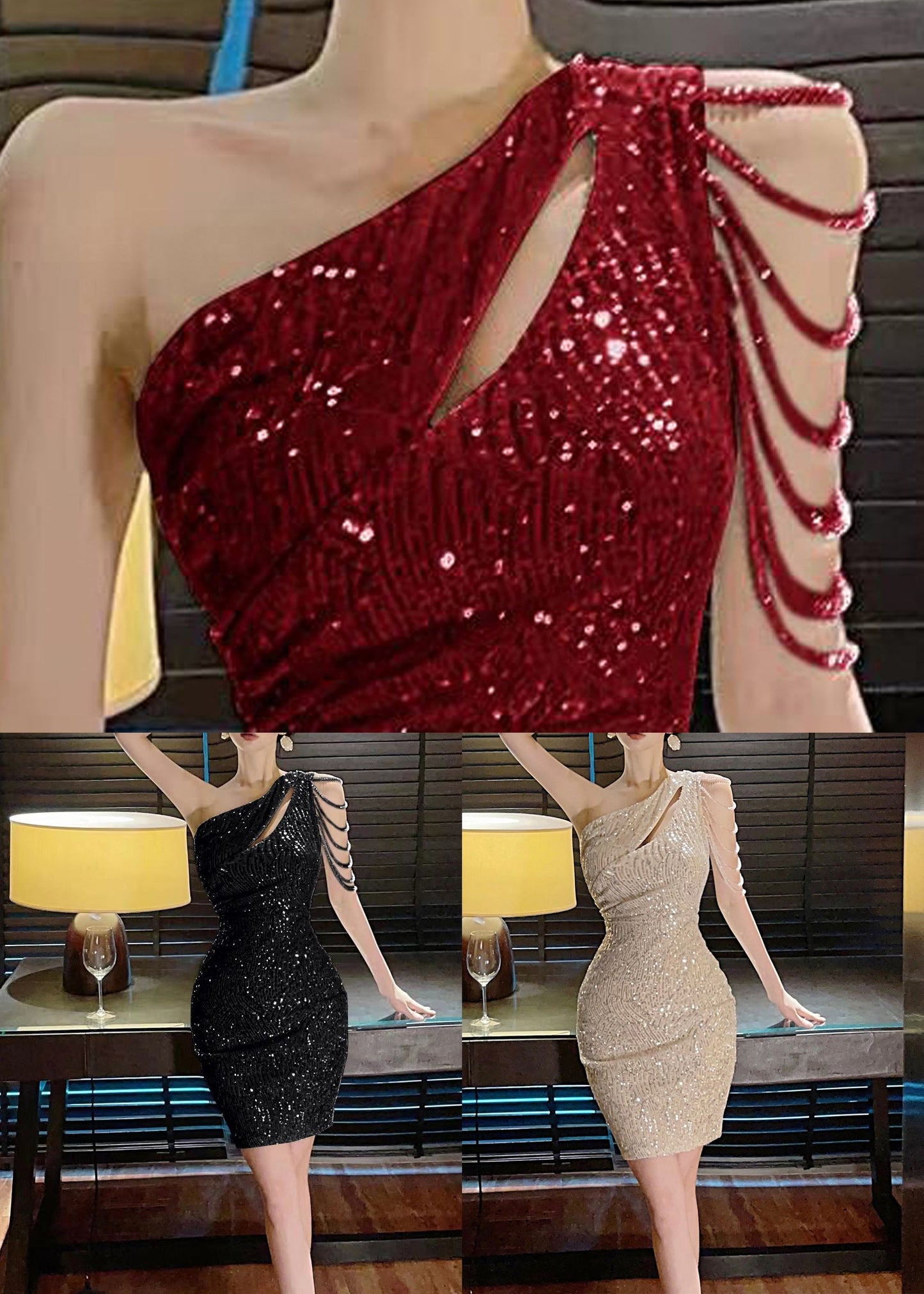 Dresses Sequins Out Apricot Mini Stylish Summer Hollow