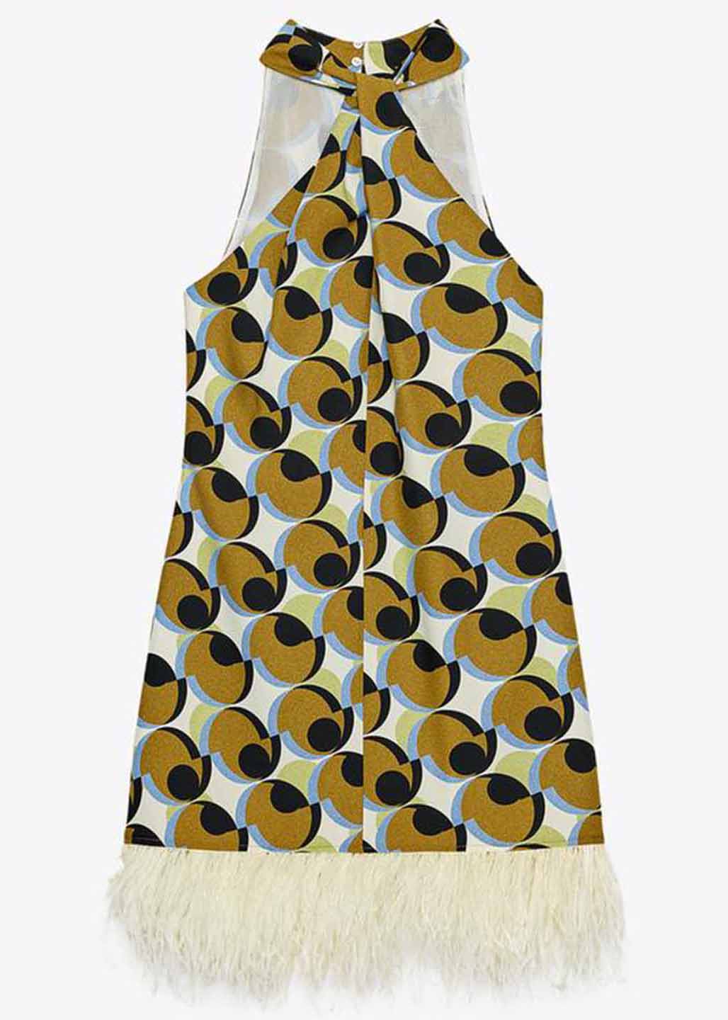 Stylish Cotton Dress Geometric Print Mid Patchwork Tassel