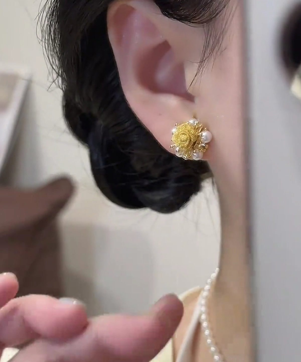 Stud Copper Earrings Alloy Gold Vogue Graphic Pearl