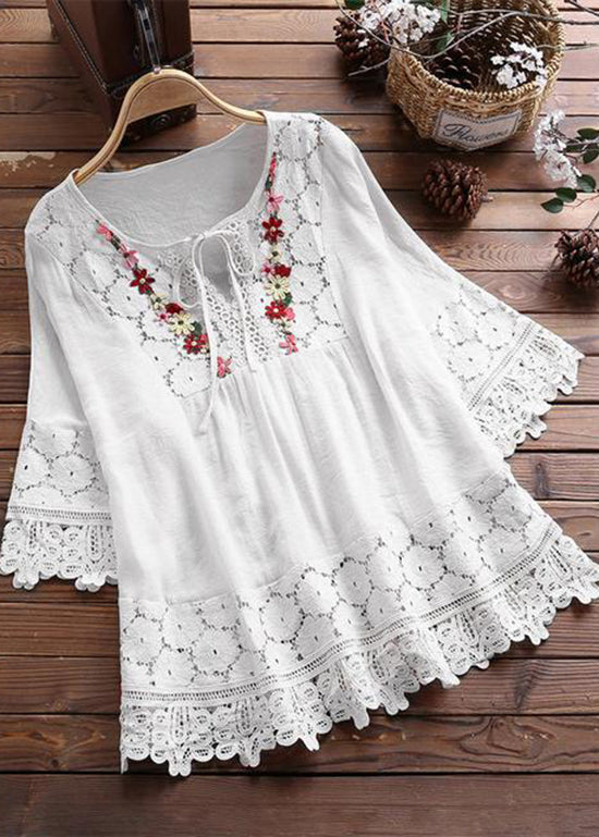 Lace Neck Summer T Patchwork Women Apricot Shirt O
