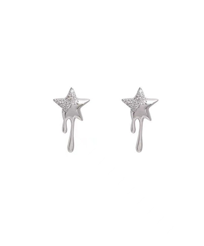 Stud Women Silk Star Alloy Metal Zircon Earrings
