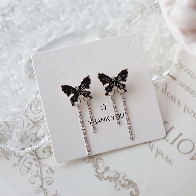 / Clip Enamel Butterfly Drop On Earring