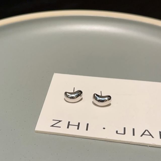 Stud Silver Bean Earring 925 Sterling