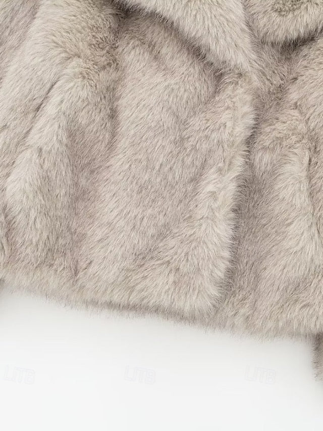 Buttons Furs Women's Warm Faux Comfortable Fur Coat