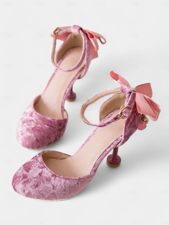 Burgundy Jane and Big Heels Mary with Velvet Women's Bow