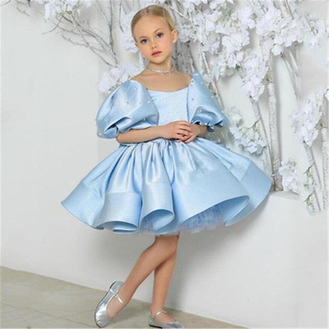 Solid Girls' Dress Color Girl Kids Flower