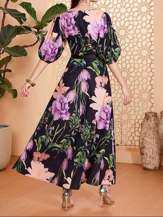 of Dress Floor Neck V Mother Bride the Length Elegant A-Line