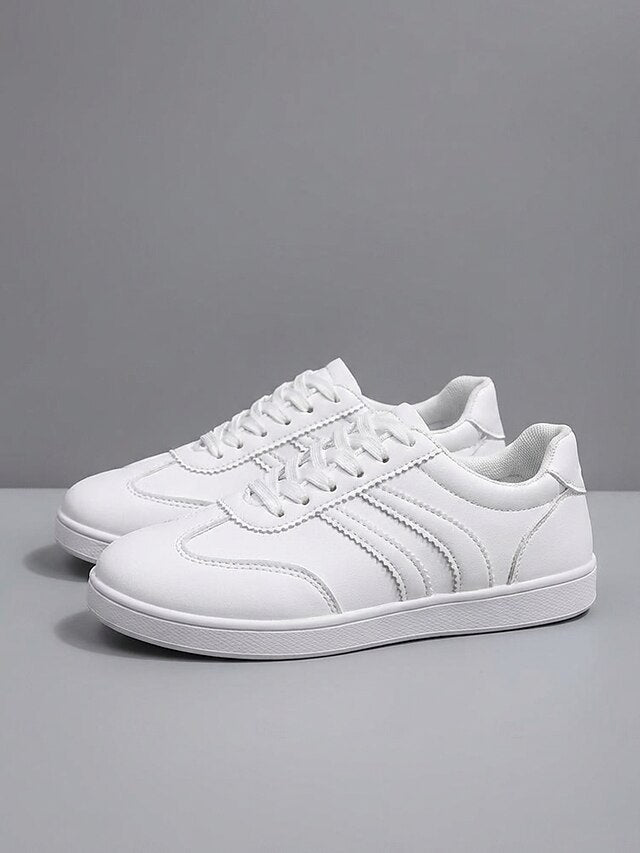 Women's White Low-Top Casual Sneakers – Lightweight