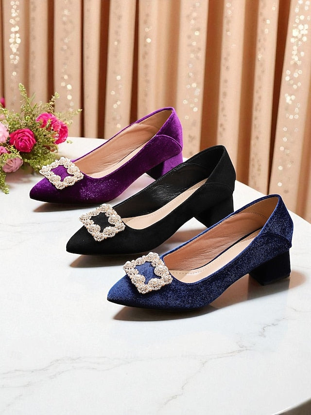 Glitter with Pointed Toe Women's Pearl Purple Flats and