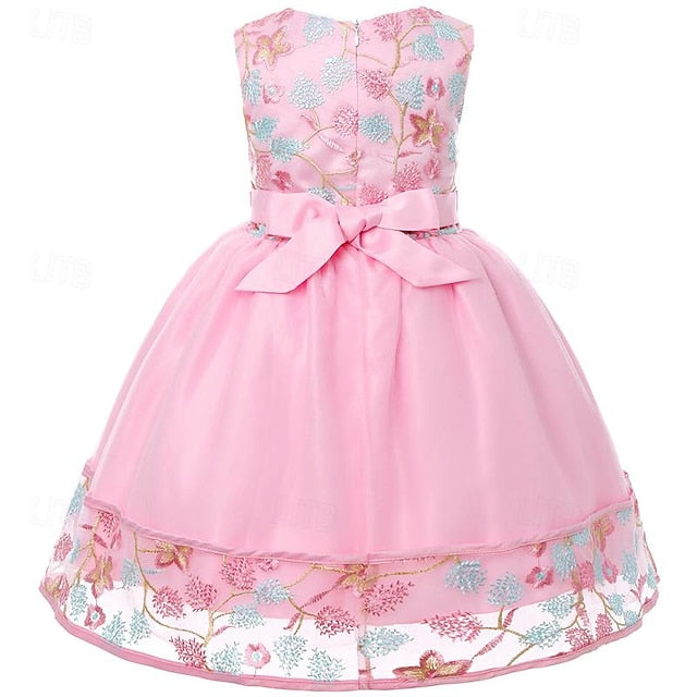 Girl Flower Dress Party Girls' Sleeveless 3D
