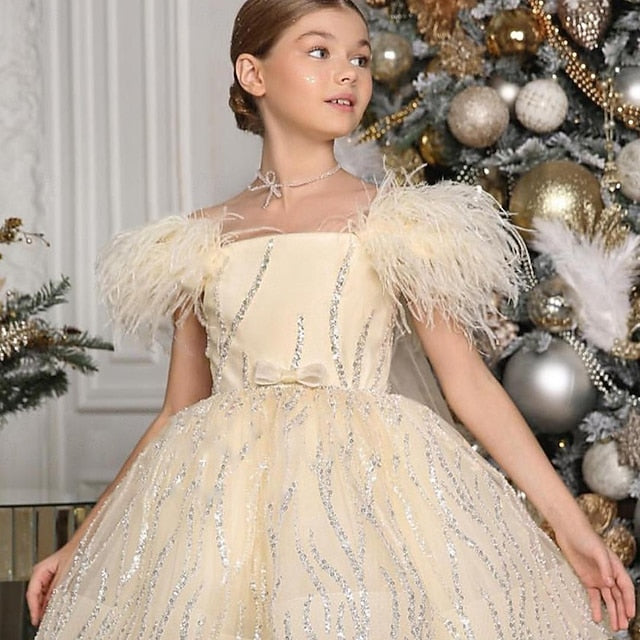 Performance Dress Party Color Sleeveless Kids Solid Girls'