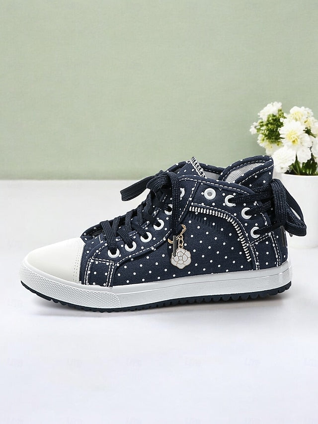 Women's Polka Dot High-Top Canvas Sneakers – Casual