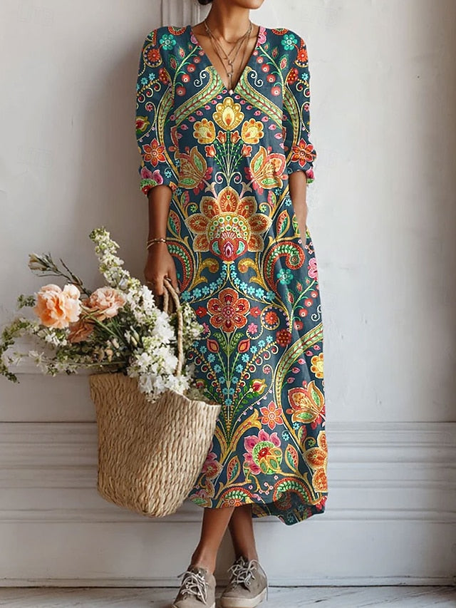 Women's Maxi Dress Linen Like Breathable Lightweight