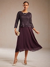 Women's Midi Dress Chiffon Dress Elegant Party Birthday