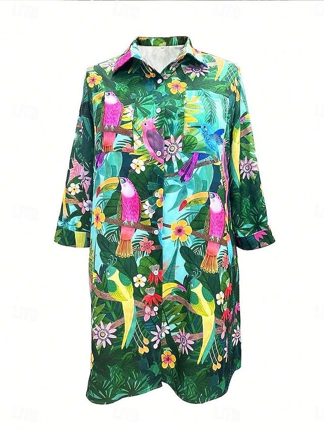 Women's Mini Dress Shirt Dress Hawaiian Shirts Flowy