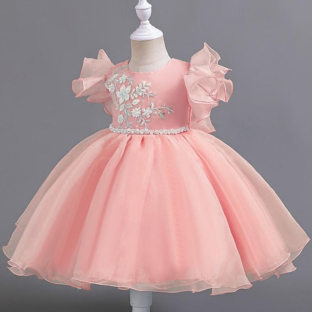 Wedding Sleeveless Floral Party Kids Girls' Dress Sequin