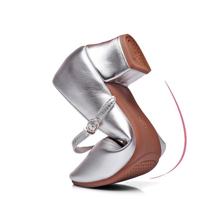 Shoes Mary Low Dance with Heel Jane Gold Women's Buckle