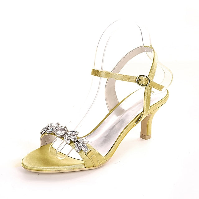 – Elegant Silver Sandals Heeled Rhinestone Women's