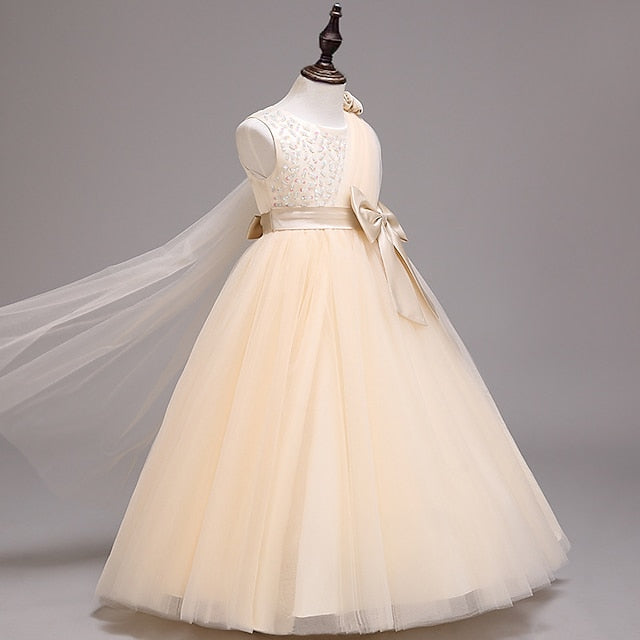 Girls' Dress Kids Flower Colored Solid Girl