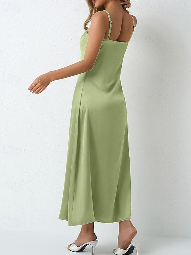 Women's Midi Dress Satin Dress Party Dress Cocktail Dress