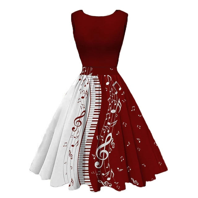 Women's Retro 1950s Vintage Tea Dresses Midi Dress Daily