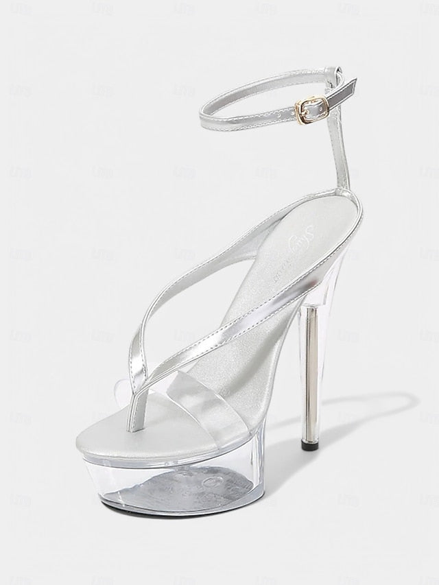Sexy Sandals Clear – Lavender Heel Nightclub Platform