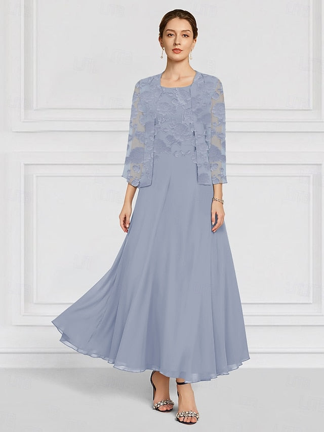 Out Mother the Bride Two A-Line Floral Piece Lace of SkyBurnt