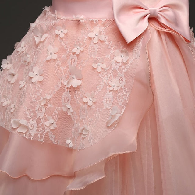 Flower Colored Girls' Girl Kids Dress Solid